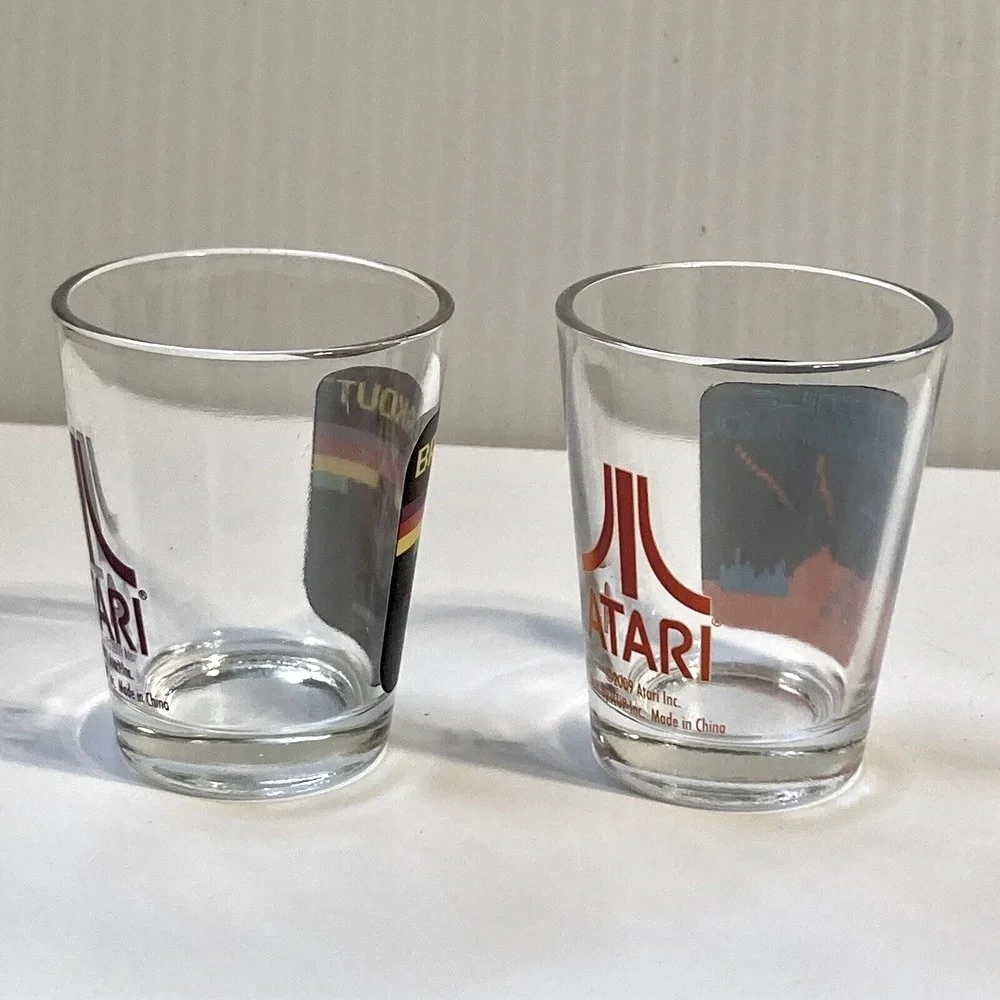 ATARI 2009 Collectible Shot Glasses Missile Command & Breakout Retro Game Merch